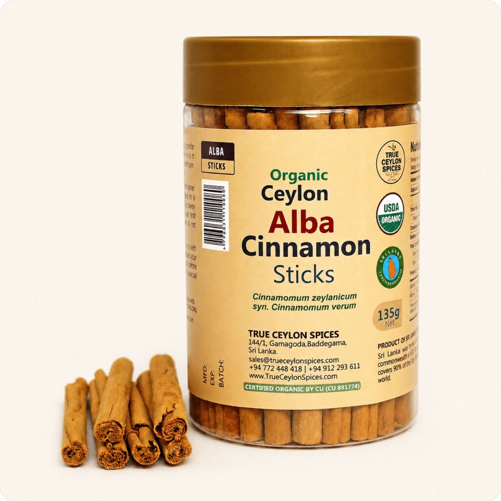 Certified Organic Ceylon Alba Cinnamon Sticks